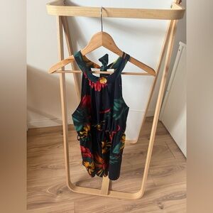 SHEIN Floral Print Jumpsuit - Black and Multicolor